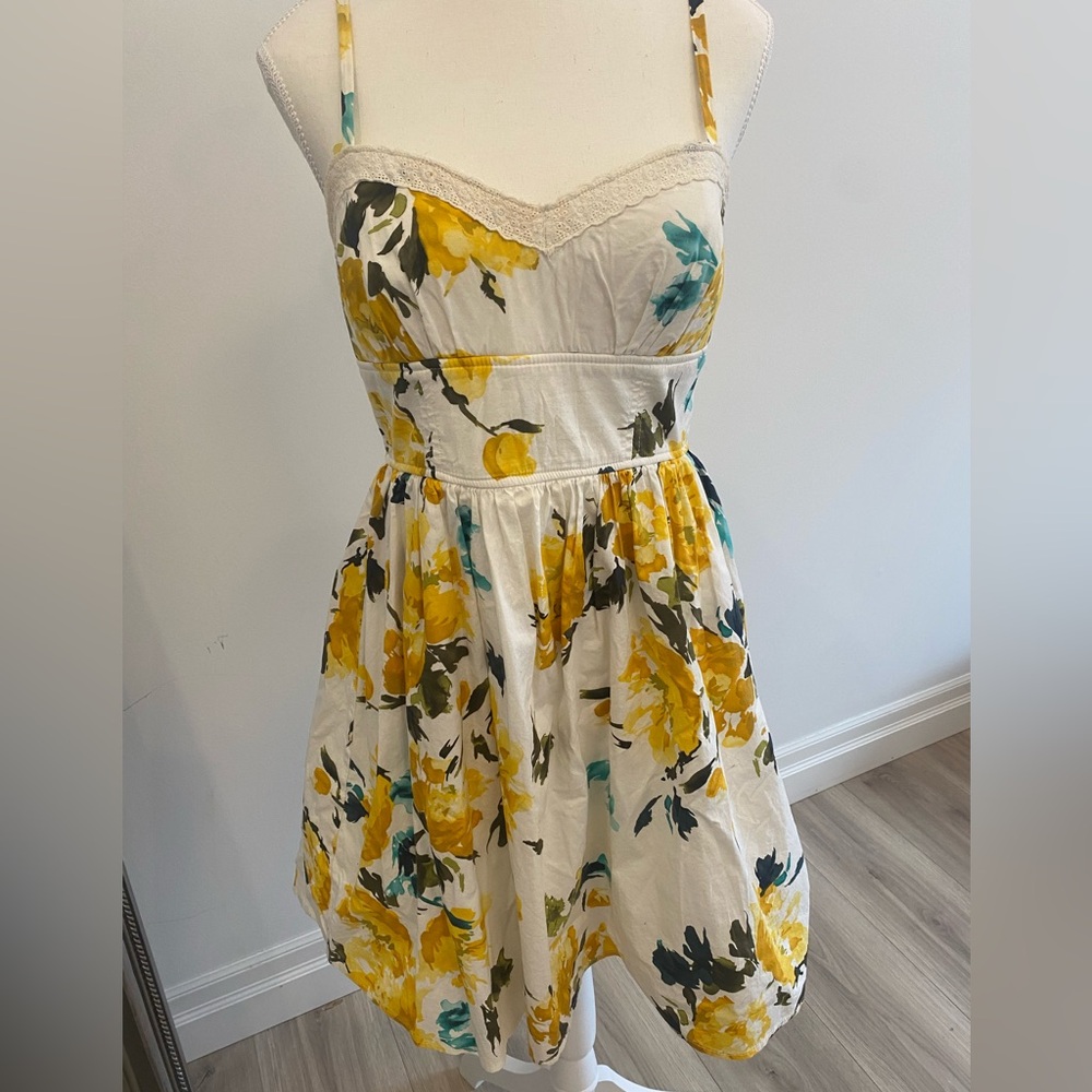 Floral Sundress with Yellow and Green Accents